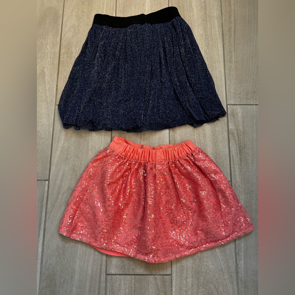 Glitter blue and Coral sequin girls Skirt Set